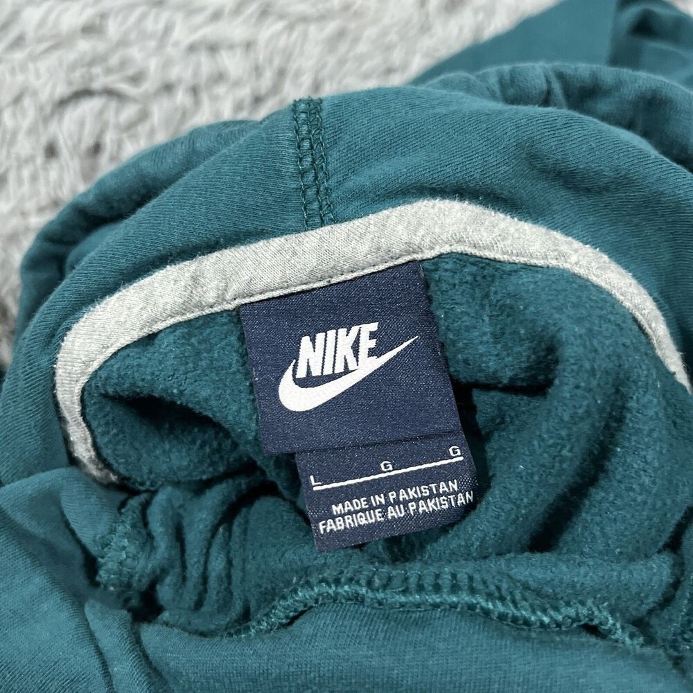 Nike Sweatshirt Large Green Black Hoodie Sportswear Club Fleece Funnel Womens - Picture 16 of 16